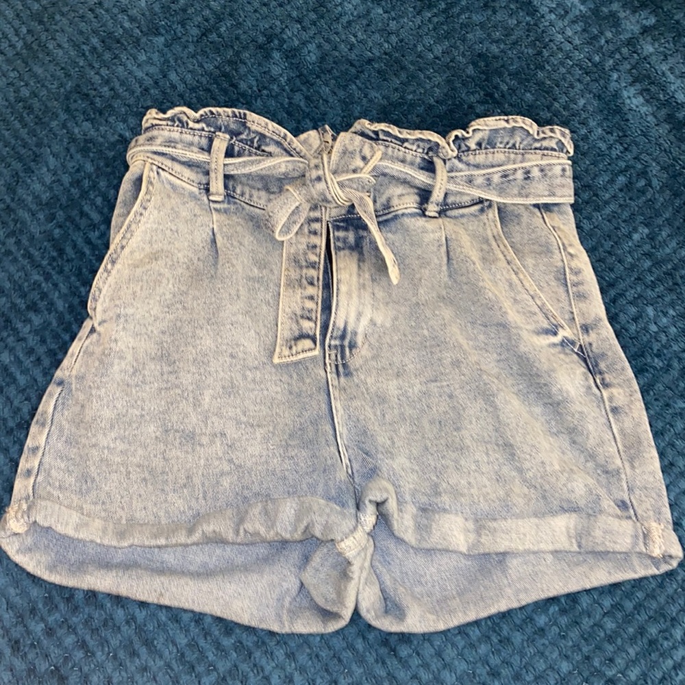 blue jean scrunch shorts